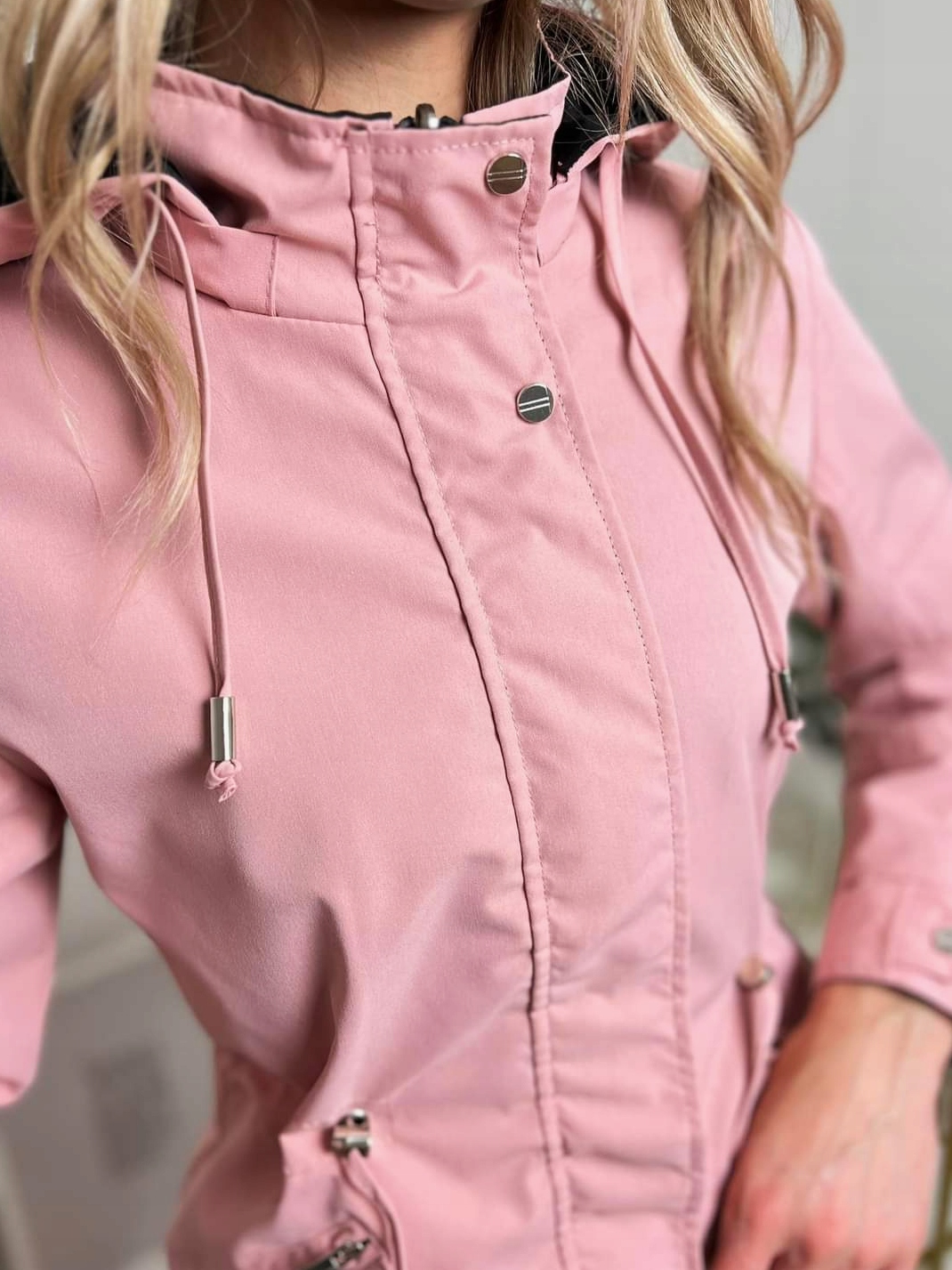 Kurtka PARKA wiosenna DWUSTRONNA odsuwany kaptur KOLORY XL/42 Materiał dominujący poliester