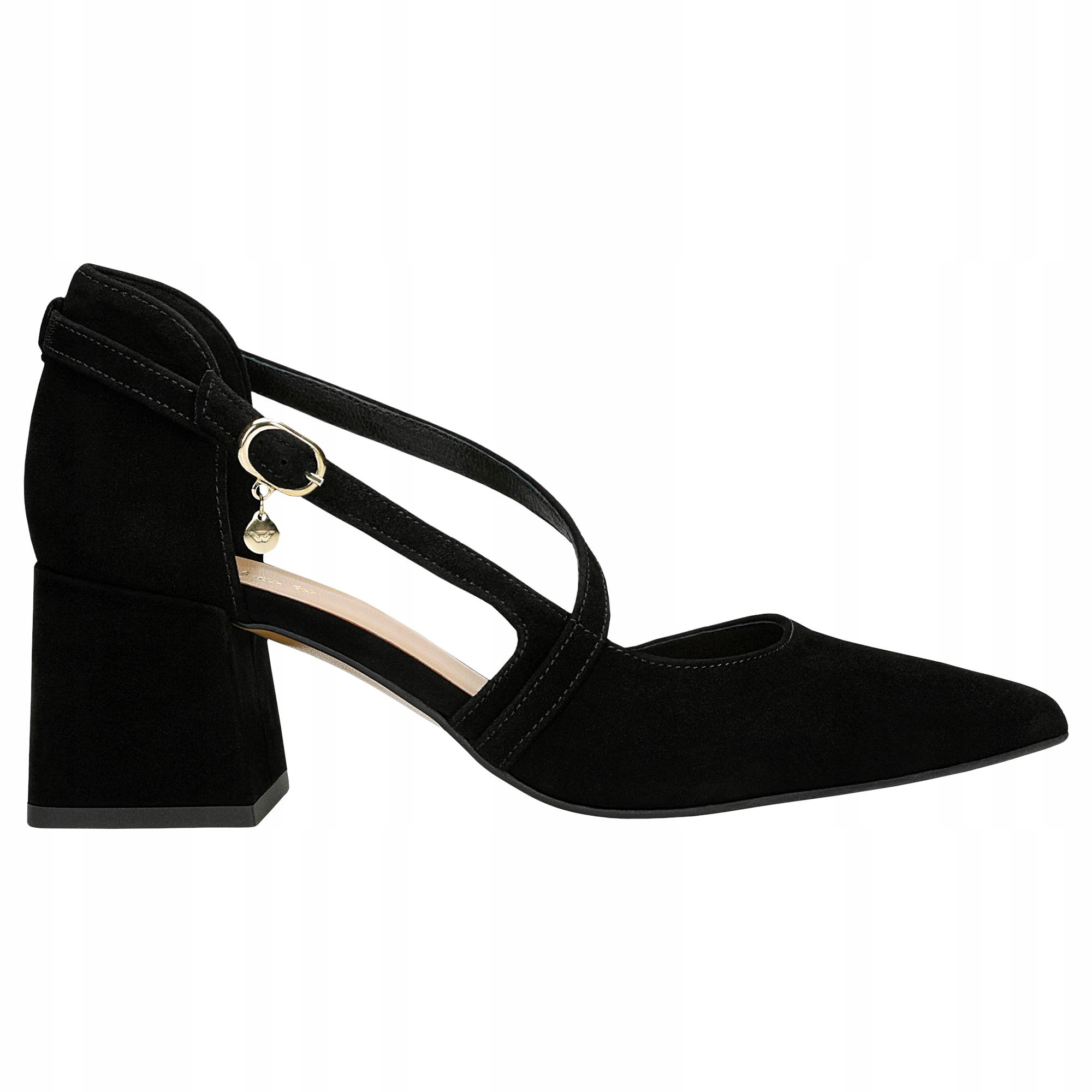 Dámské velurové lodičky Wojas s překříženými pásky, velikost vel.