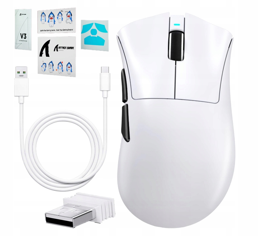 Mysz bezprzewodowa optyczna gamingowa Attack Shark V3 biała 25000 Dpi