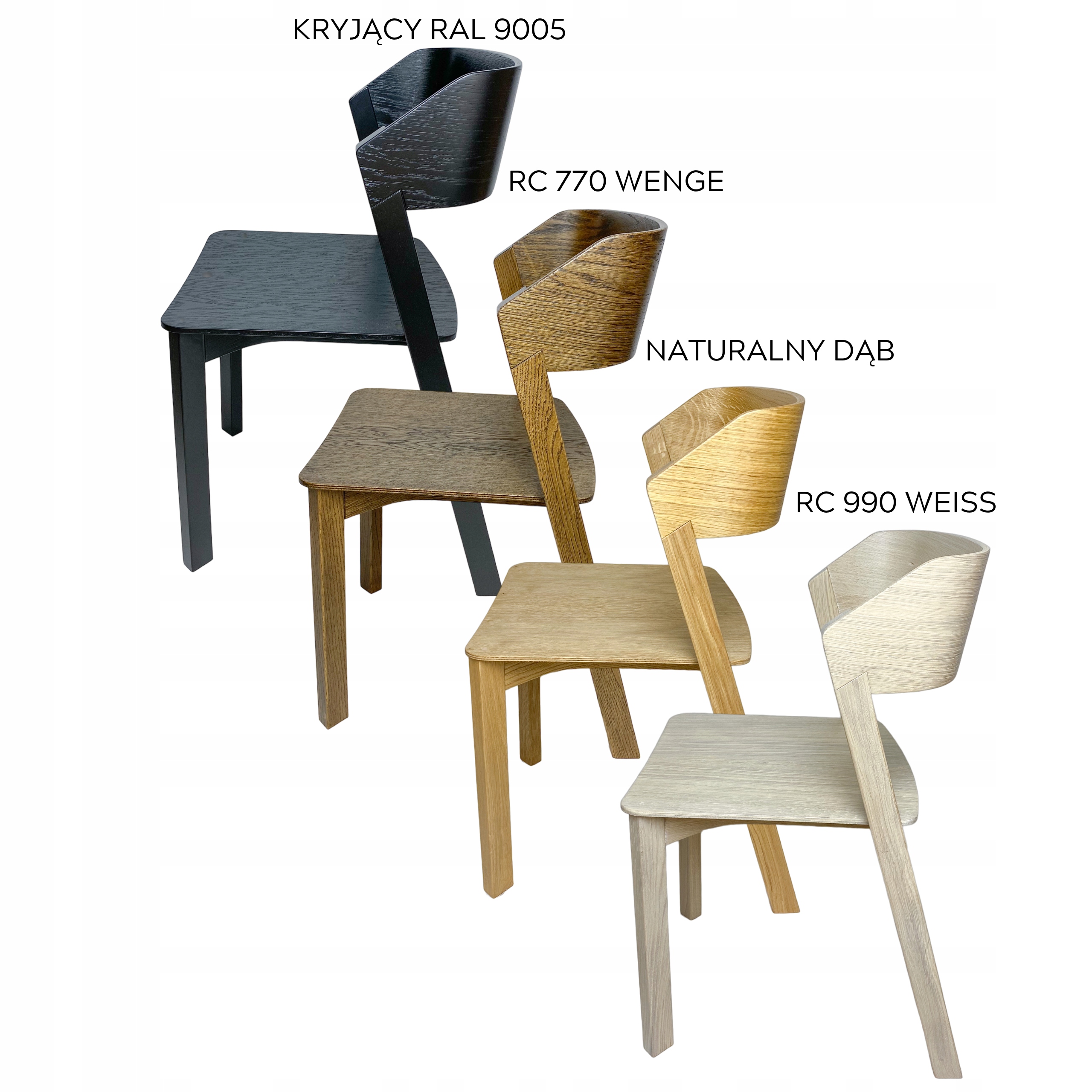 Krzesło drewniane dębowe EDI Głębokość mebla 47 cm