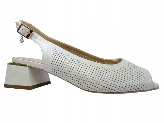 Bílo stříbrné elegantní žabky sandály dámské kožené lodičky Sala 37