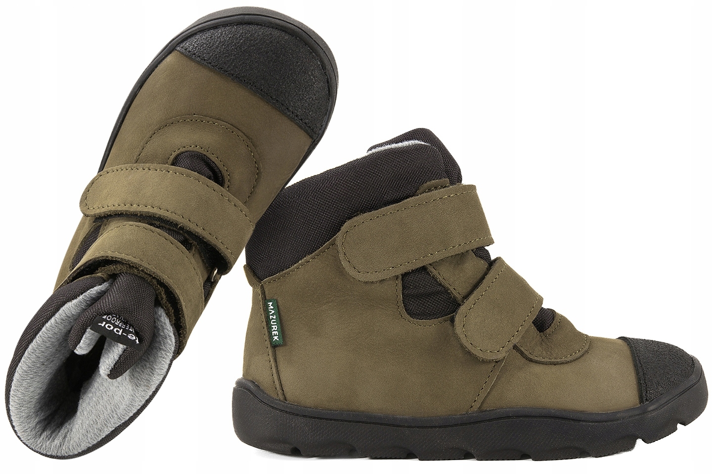 Mazurek 1360 Barefoot Trzewiki Dziecięce Wodoodporne Z Membraną khaki 30