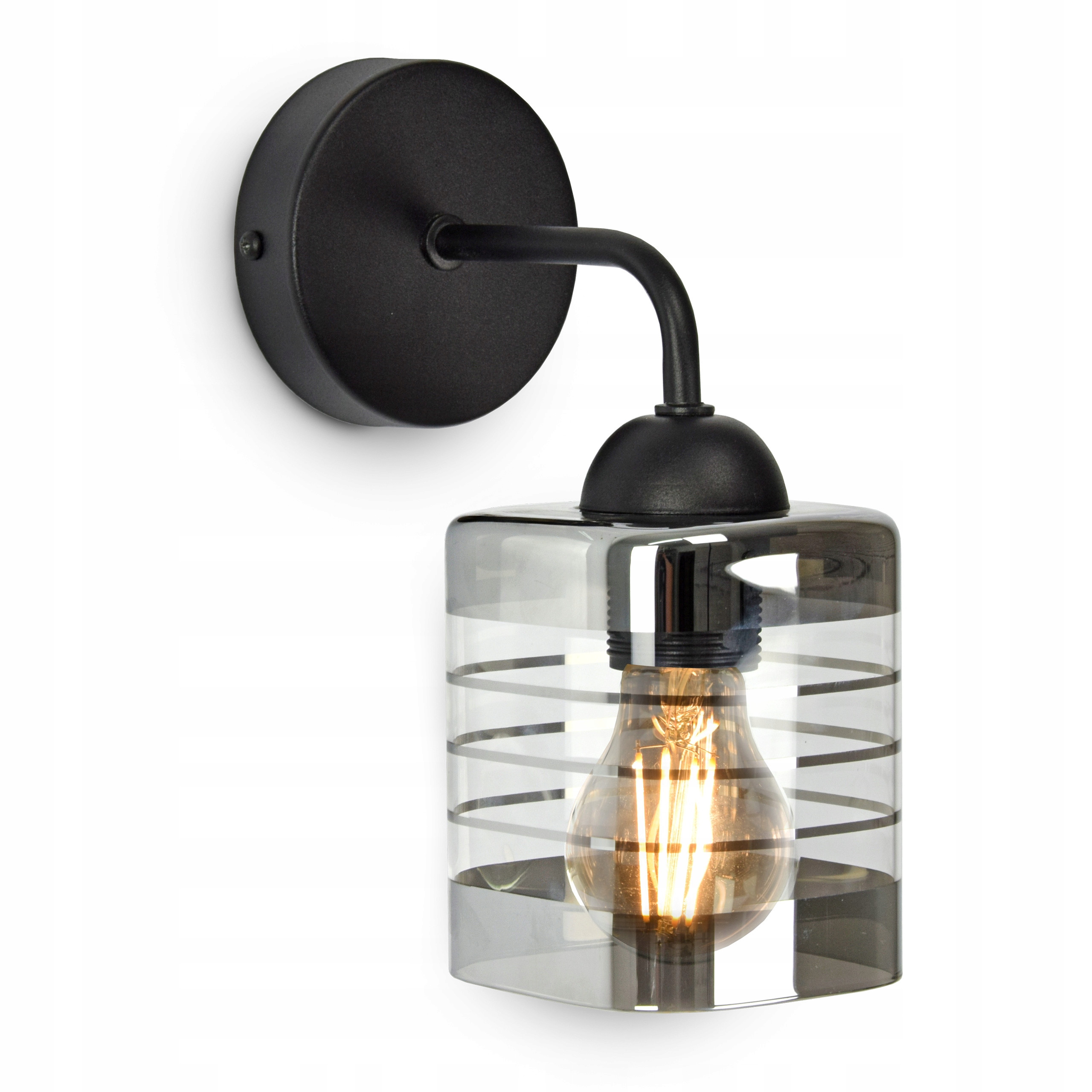 

Lampa Ścienna Kinkiet Czarny Mat Szklany Klosz