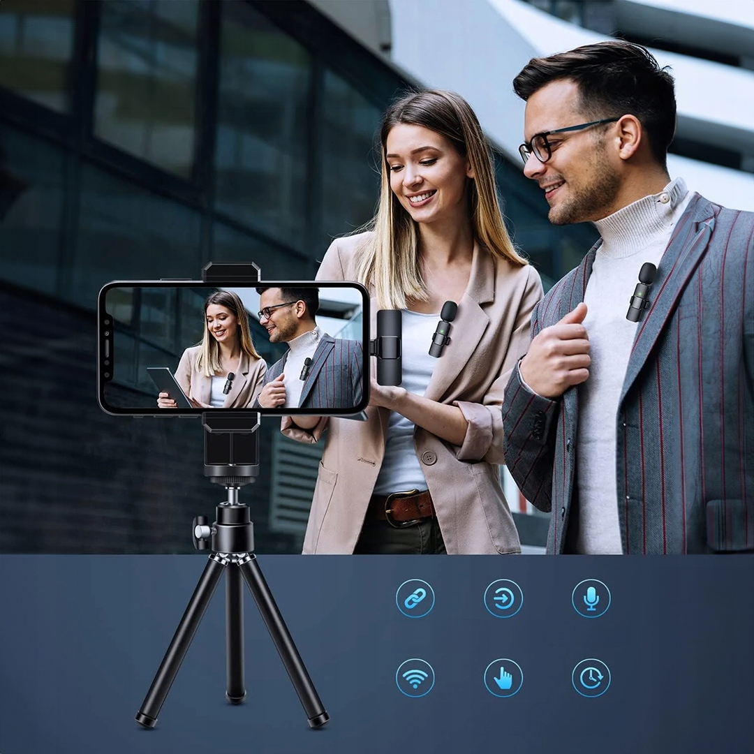 MIKROFON KRAWATOWY BEZPRZEWODOWY IPHONE BLUETOOTH USBC DO TELEFONU PODWÓJNY Stan opakowania oryginalne