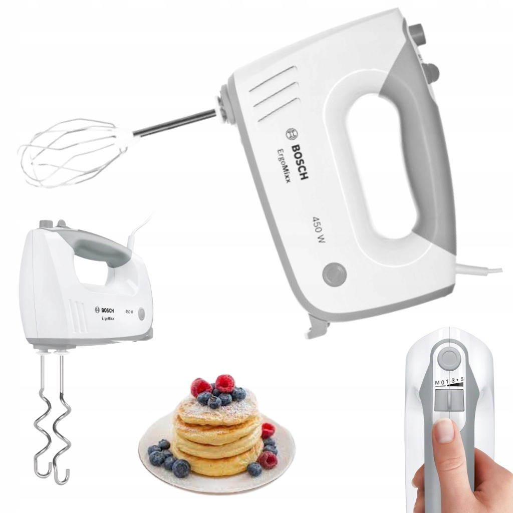 Mikser Ręczny Bosch Mocny Cichy Funkcja Turbo Robot Kuchenny 2 Końcówki