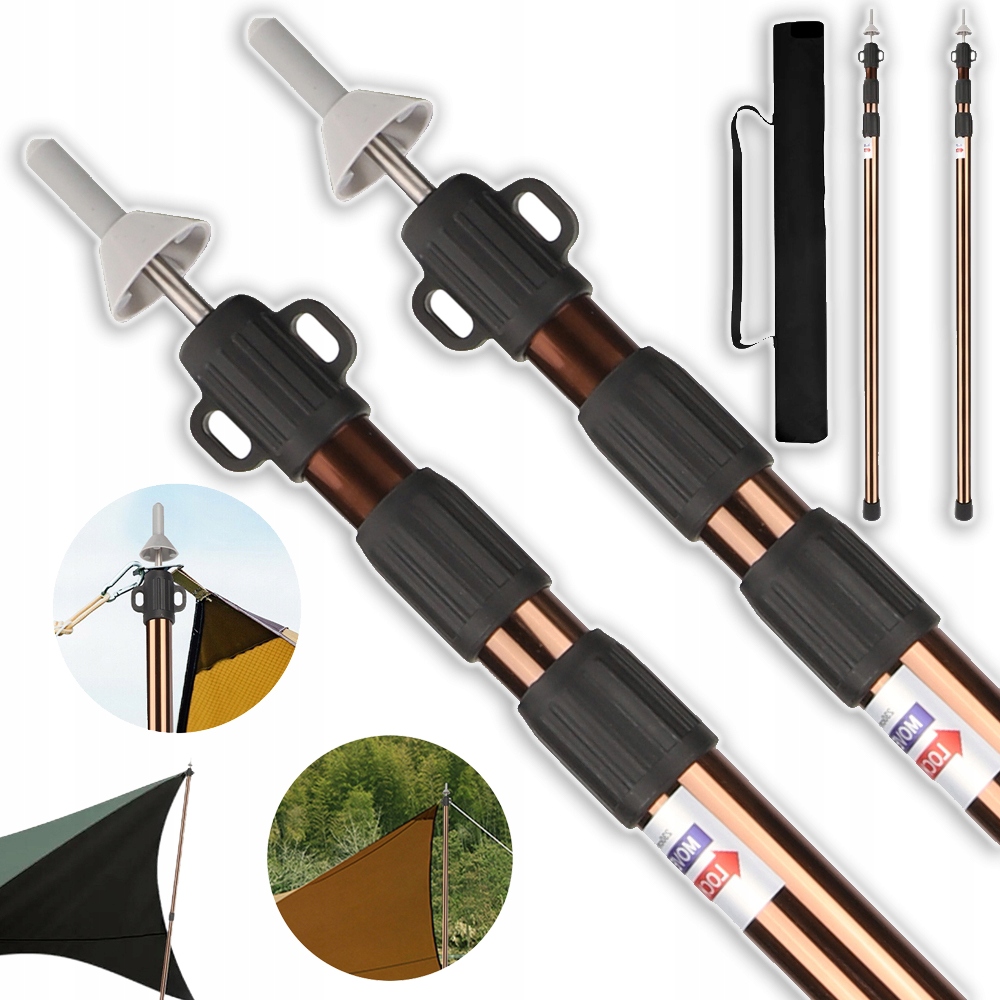 2X Teleskopowy Tyczek Do Namiotu Słupy Namiotowe Alu Outdoor 90-230CM