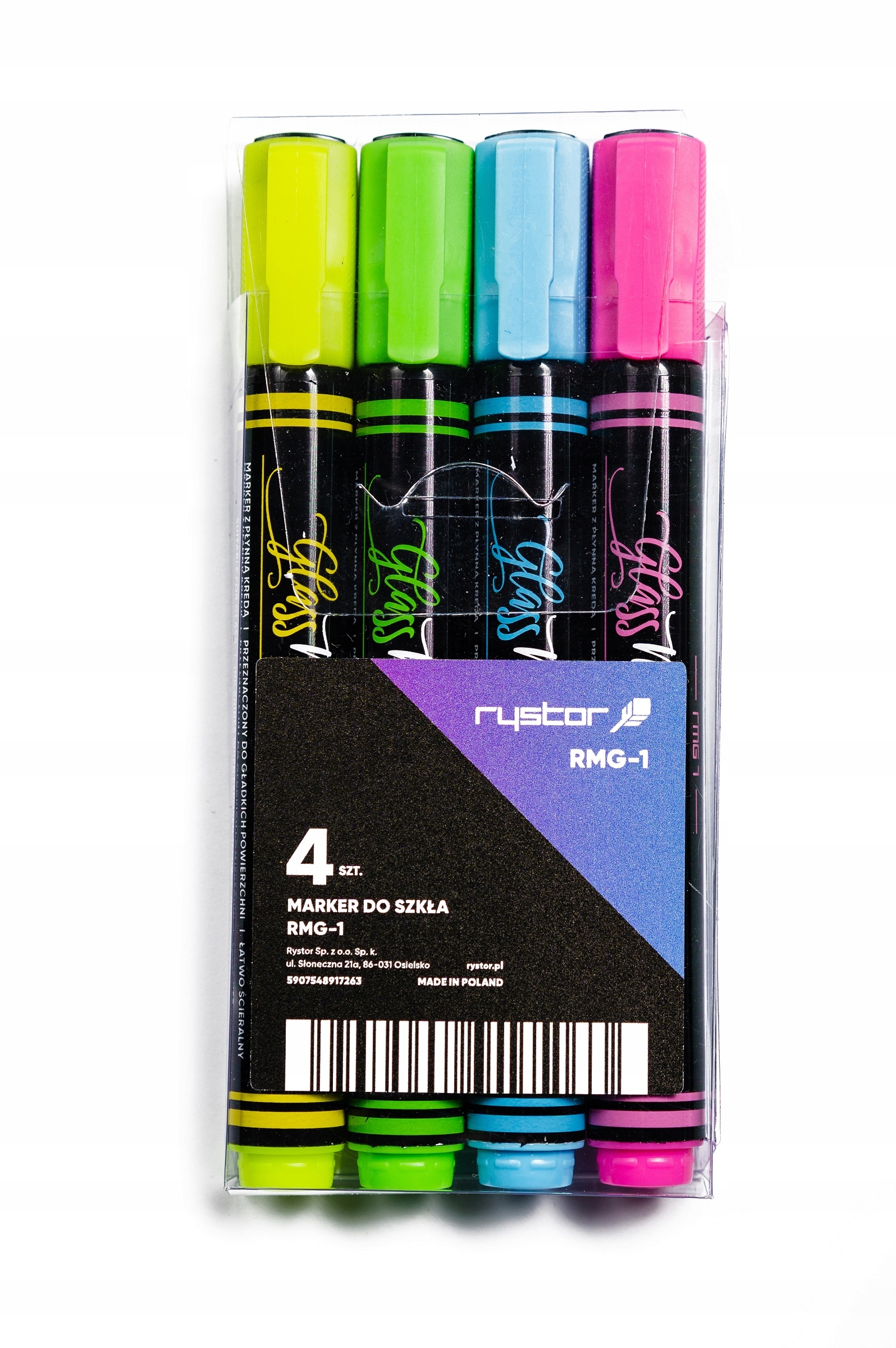 

Zestaw markerów do szkła Rystor RMG-1 4 kol. Uv