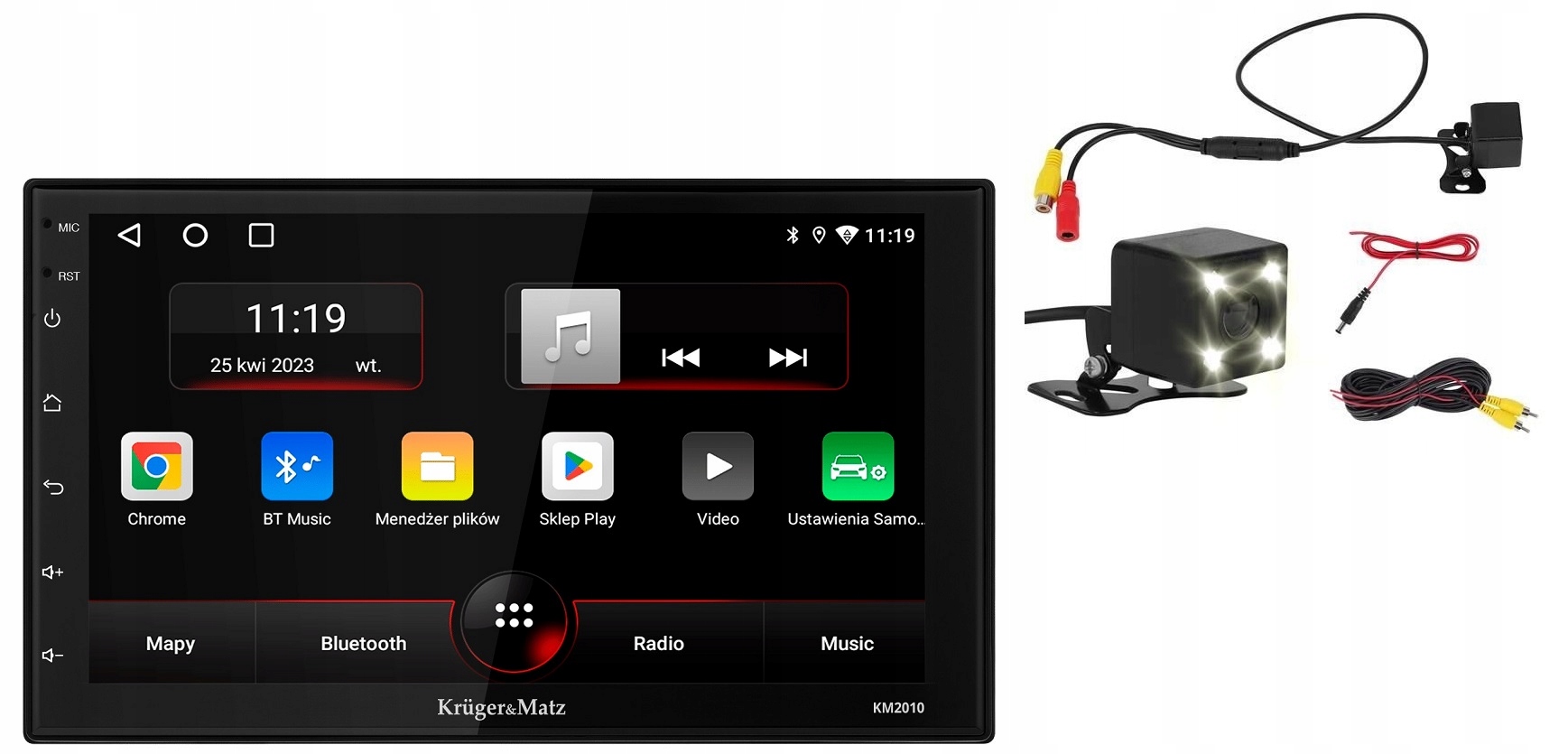 Kruger&Matz KM2010 Rádio do auta Bt CarPlay Android couvací kamera