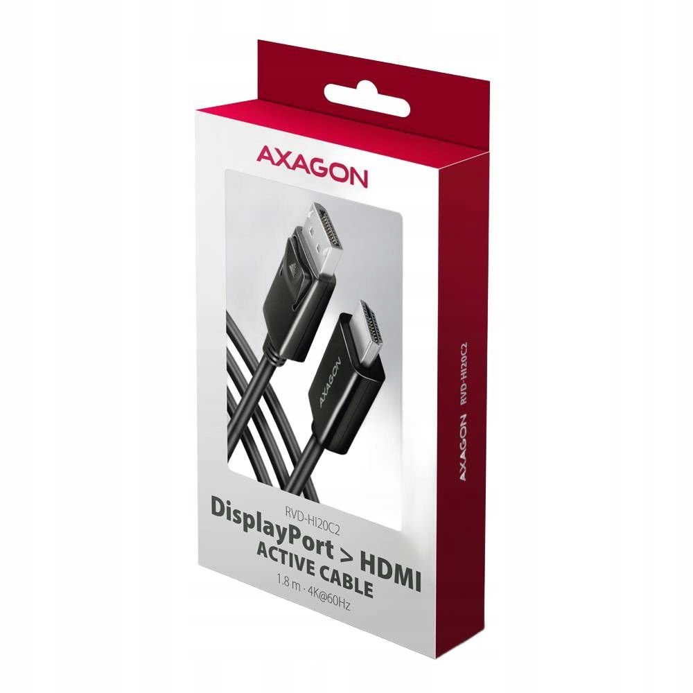 Kabel DisplayPort do Hdmi 1.8m RVD-HI20C2 Axagon czarny