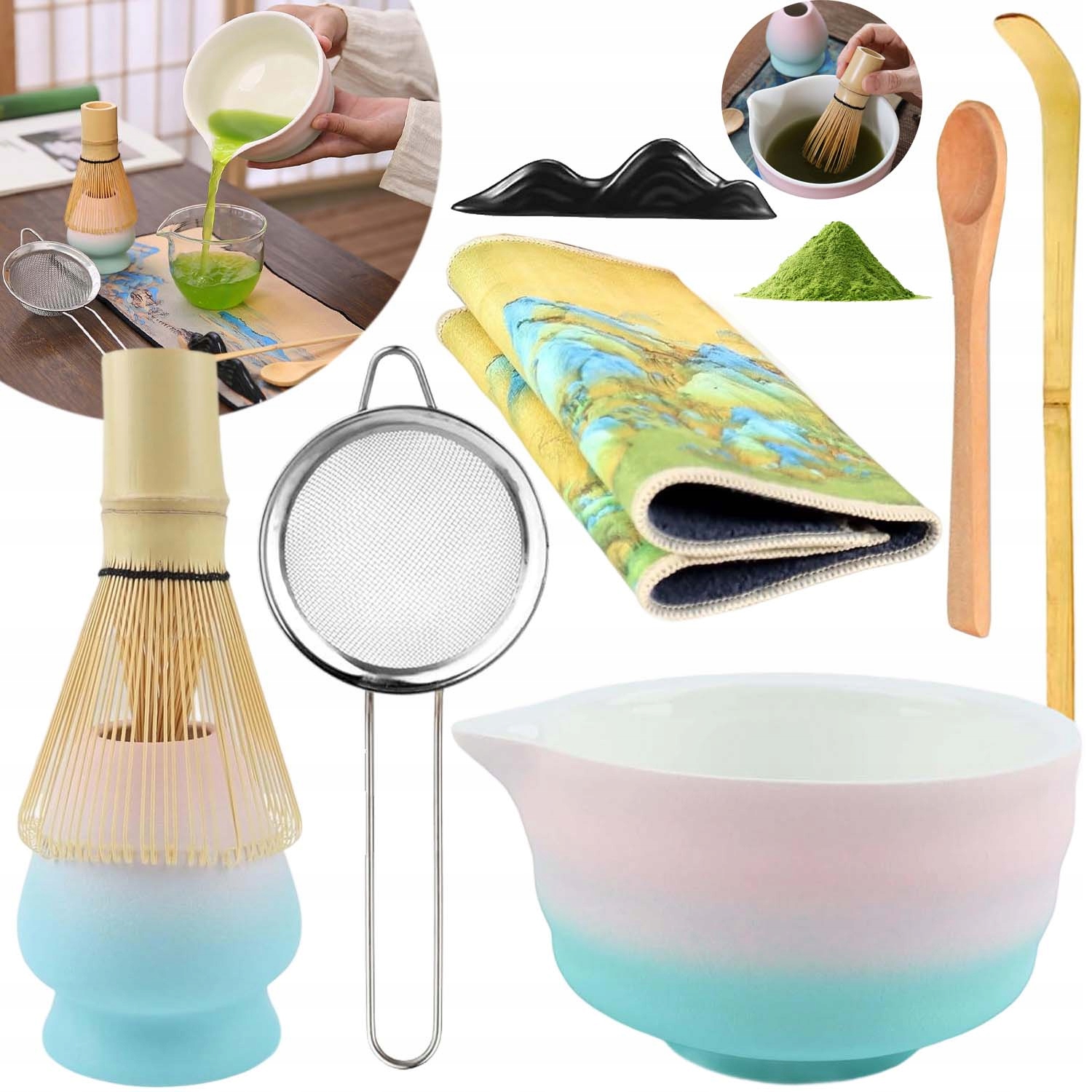 Bambusowy Zestaw Prezentowy Do Herbaty Matcha 8 Szt. Idealny