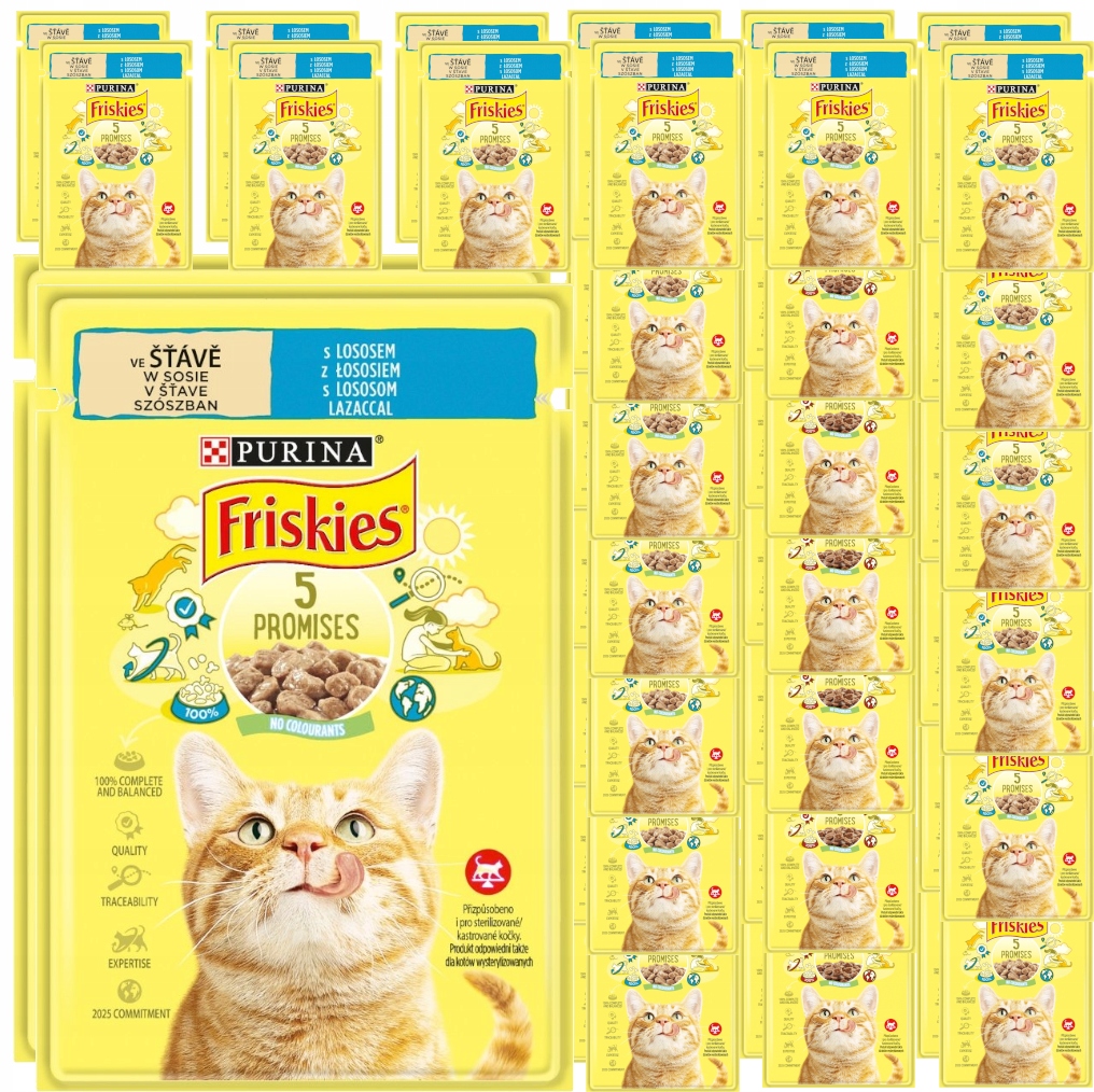 Levně Purina Friskies Losos V Omáčce Pro Kočky 48x85 g