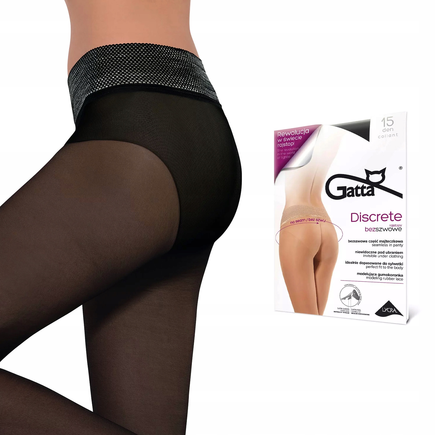 

Gatta Discrete rajstopy bezszwowe 15den Nero - r4