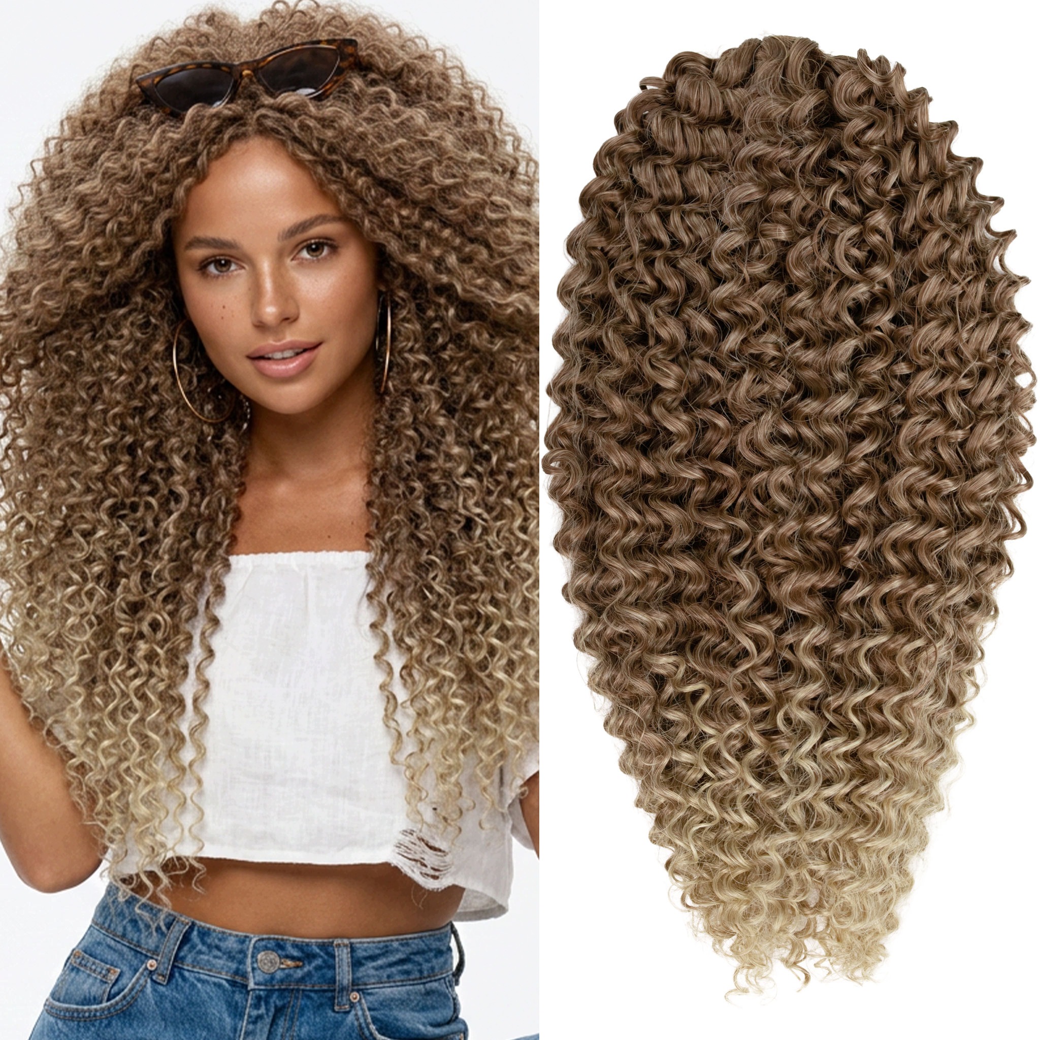 Włosy syntetyczne Afroloki Jolie mini spiralki 50cm 300g brąz blond ombre
