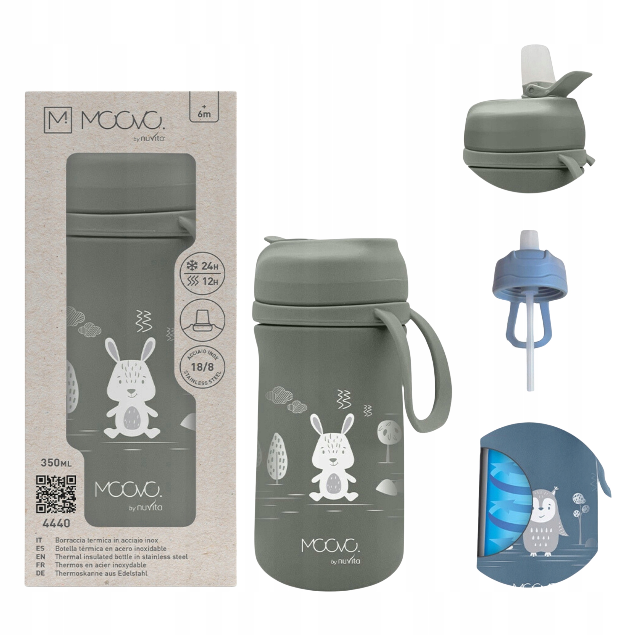 Termos Lahev Na Pití pro děti s náustkem 350 ml Zelený hrnek Nuvita