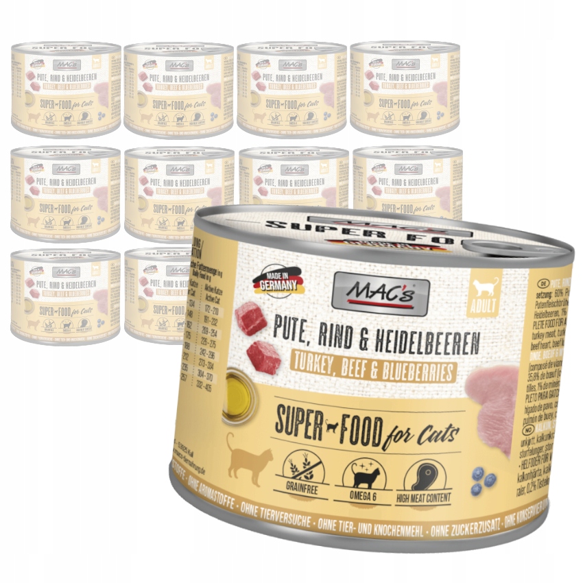 MAC's Cat Mokré Krmivo Pro Kočky Krůta s borůvkami 12x200g
