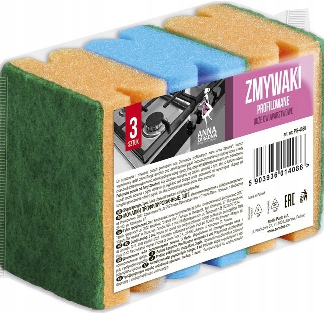 

Gąbki Do Zmywania, Zmywaki Profilowane 3szt