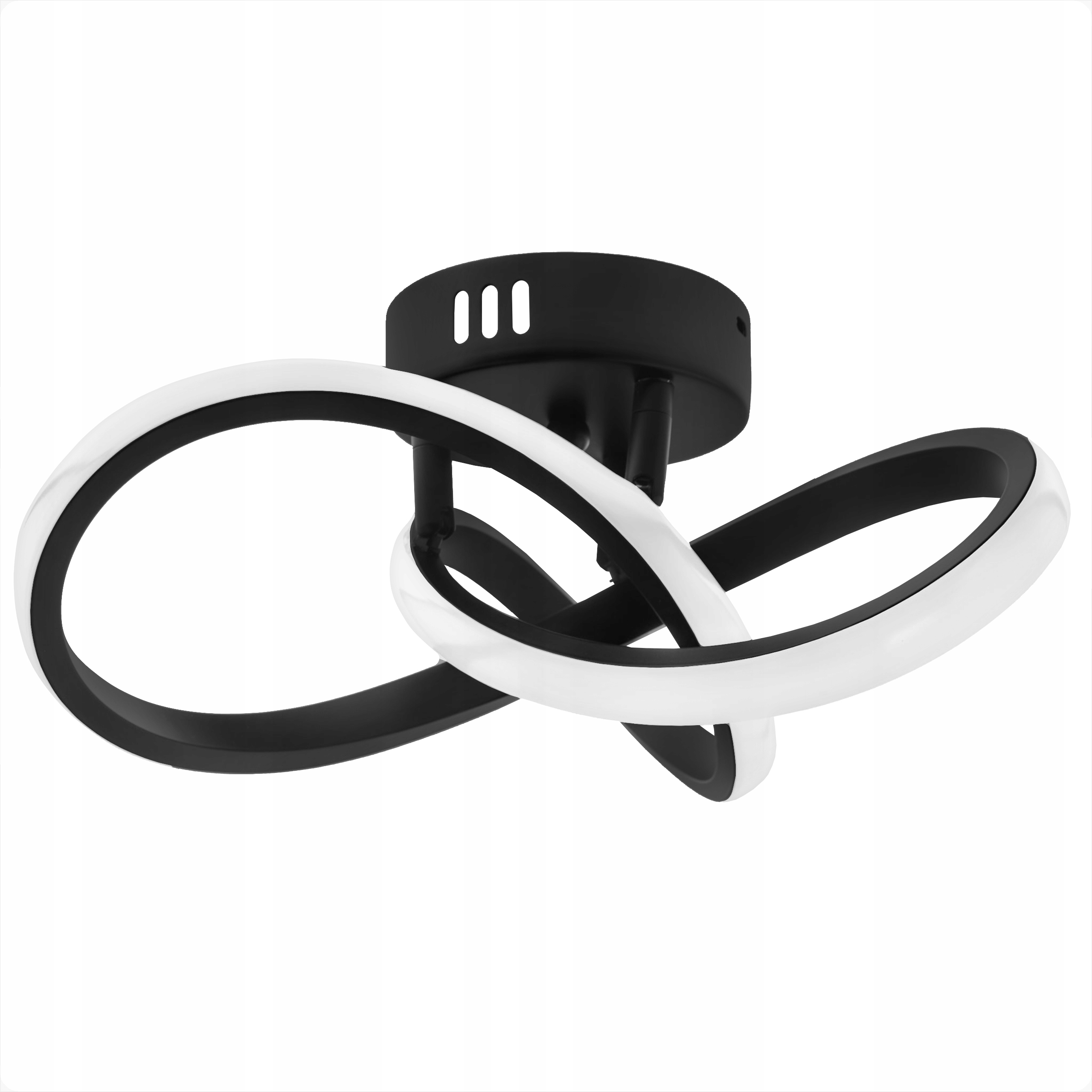 Duża Lampa Sufitowa Czarna Żyrandol Plafon Supeł 28W Led biały neutralny