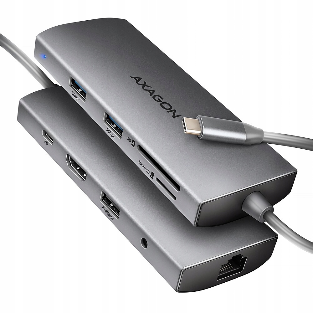 HMC-8HLSA Viacportový Usb hub 9in1, 5Gbps, 3x Usb-a Hdmi 4K/30Hz, Sd,,