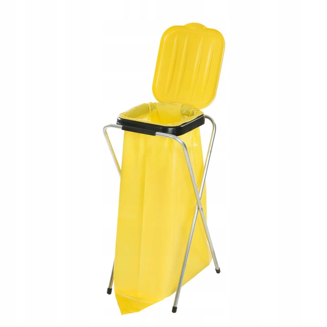 KOSZ STOJAK STELAŻ DO SEGREGACJI NA ŚMIECI ODPADY WOREK 120L ŻÓŁTY PLASTIK