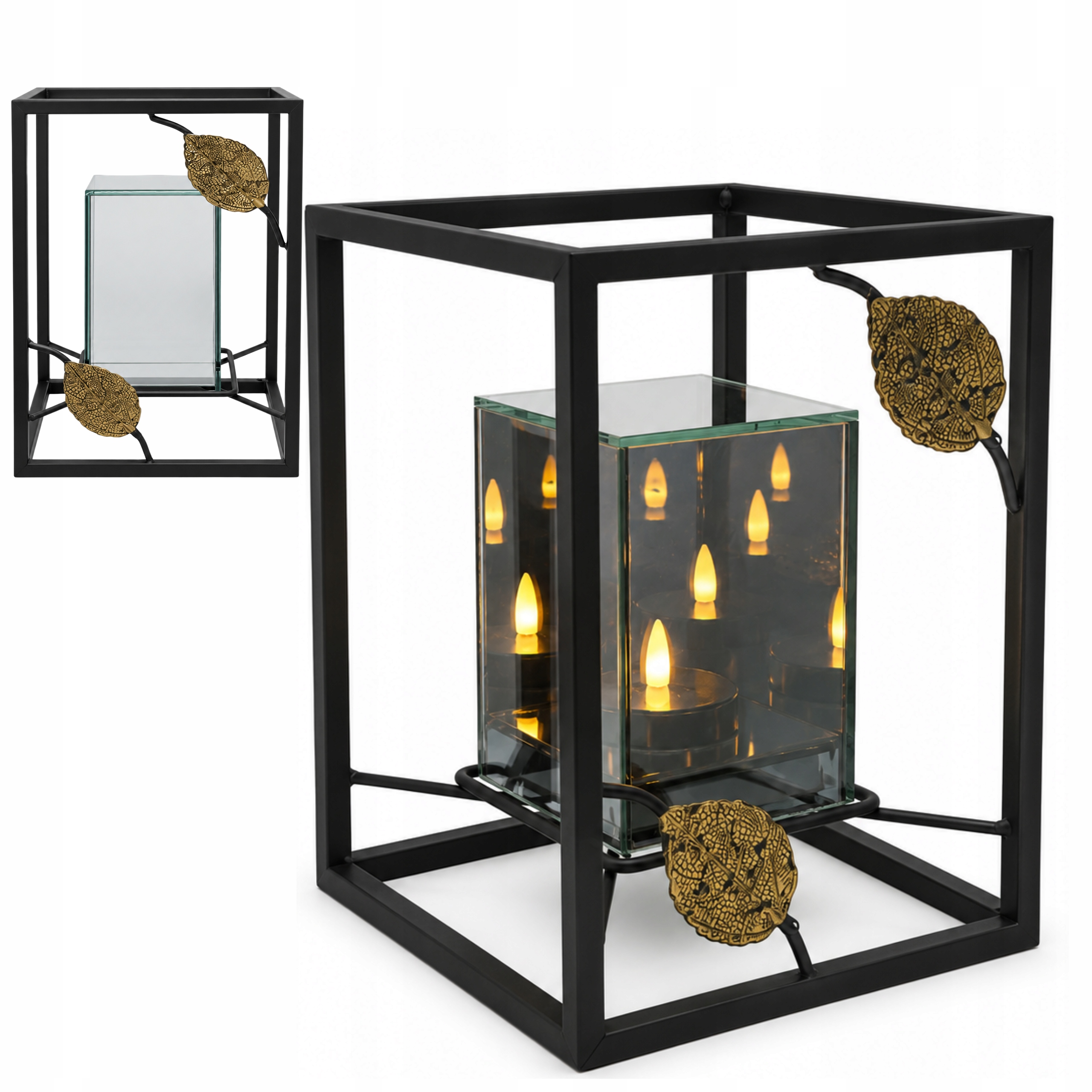 Ramka metalowa Kwadrat z lustrzanym wkładem Kwadrat 3D Led Dioda 26 cm