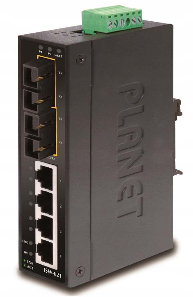 Planet ISW-621S15, 4x 10 100Base-TX 2x 100FX 15km, Sm, Din, IP30