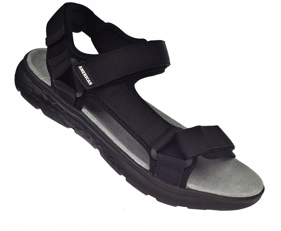 Pánské sandály s páskem na suchý zip, černá kožená stélka RL142/24 bk vel 46