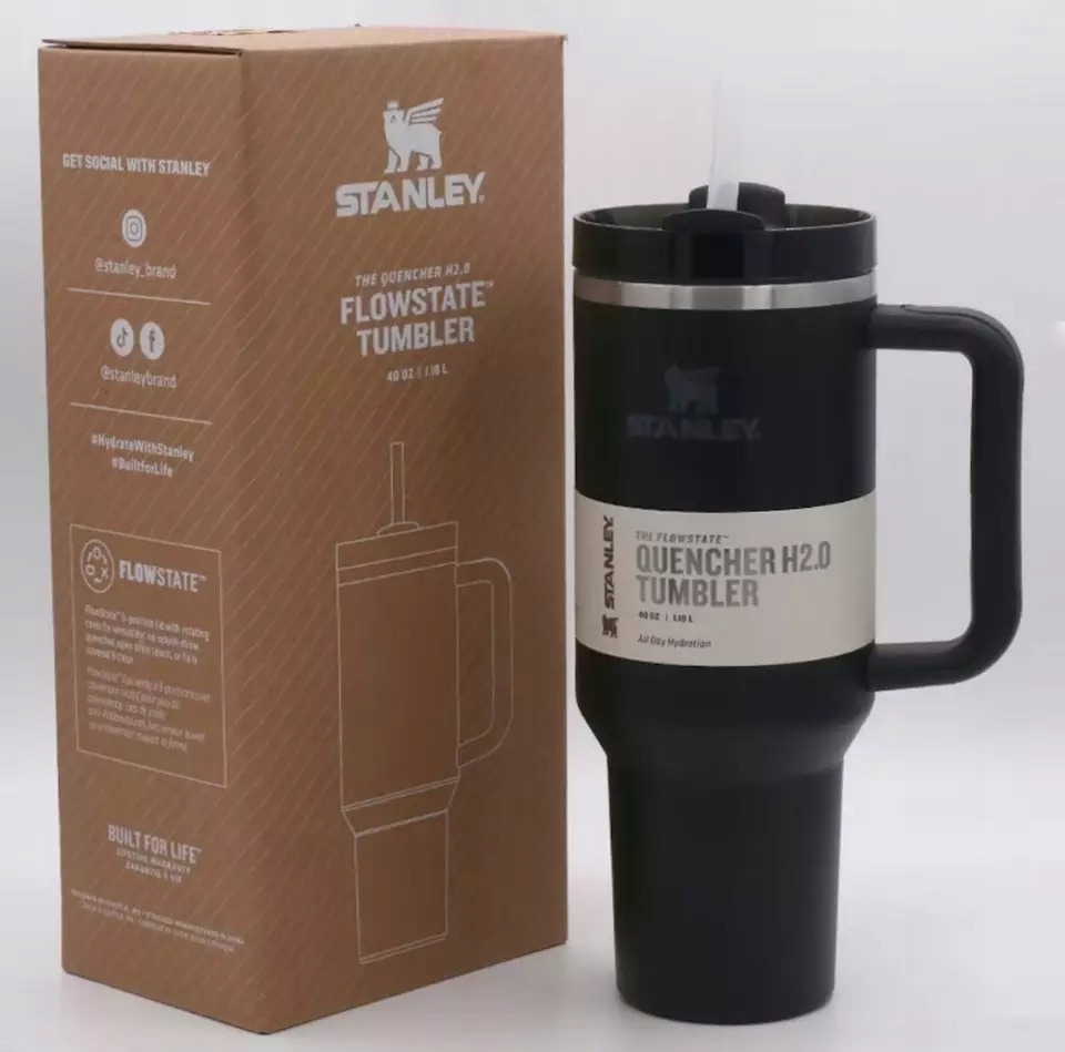 KUBEK TERMICZNY ICEFLOW NA WODĘ KAWY 40OZ NIERDZEWNA Z UCHWYTEM I SŁOMKĄ Pojemność 1.18 l