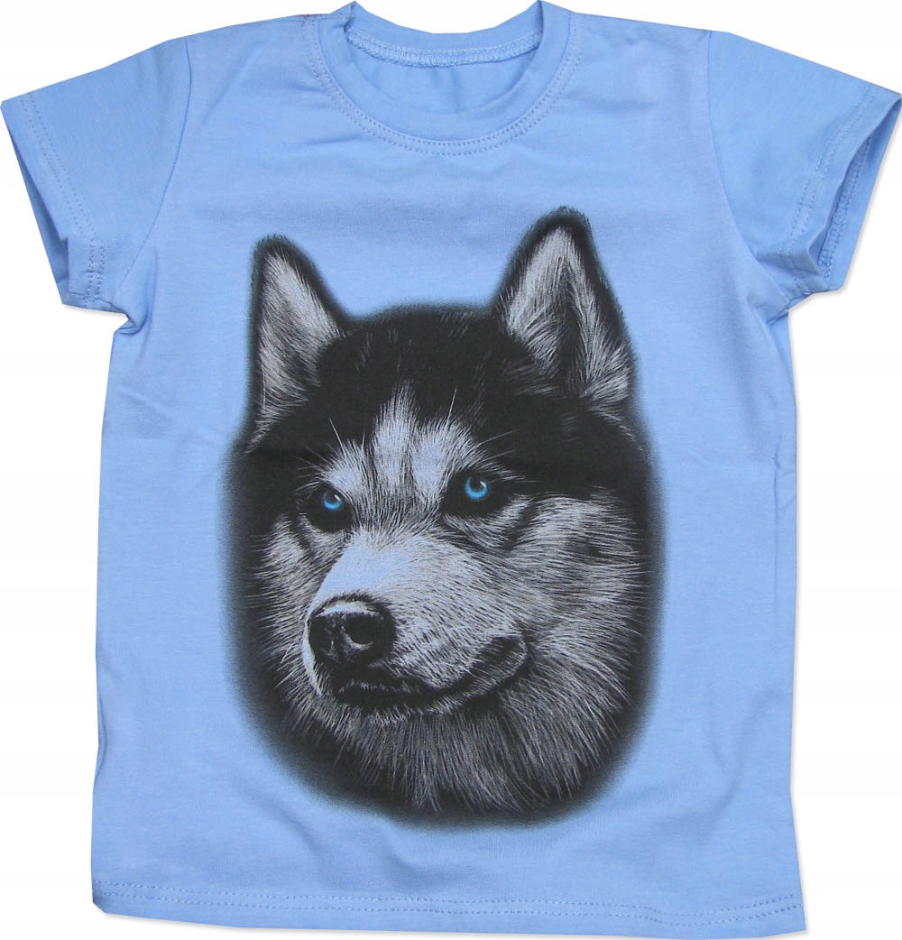 

128 Bluzka bawełna pies Husky Animals niebieski kt