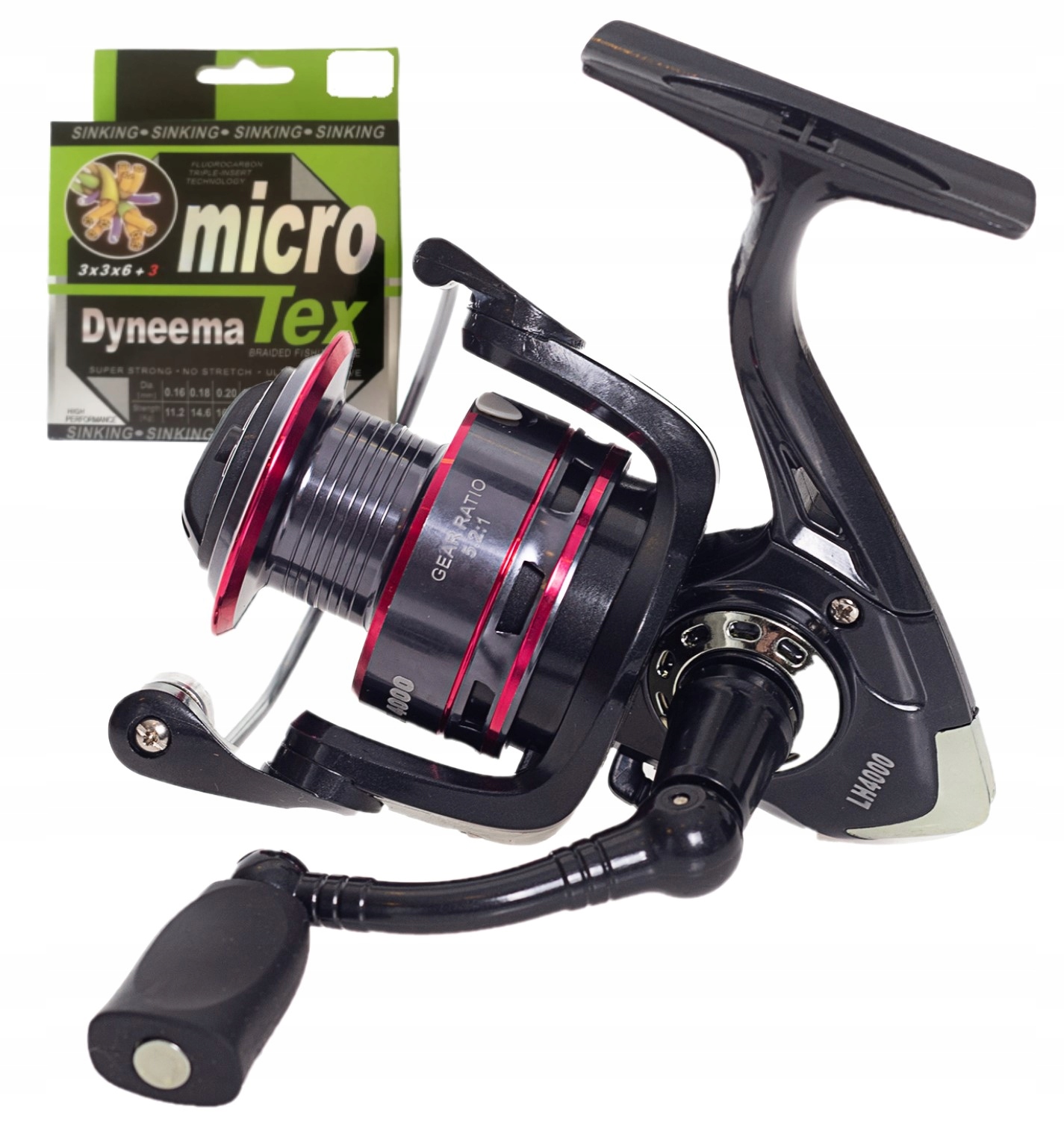 Kołowrotek Wędkarski Mocny LH3000 6 Łożysk 5.2:1+ Plecionka