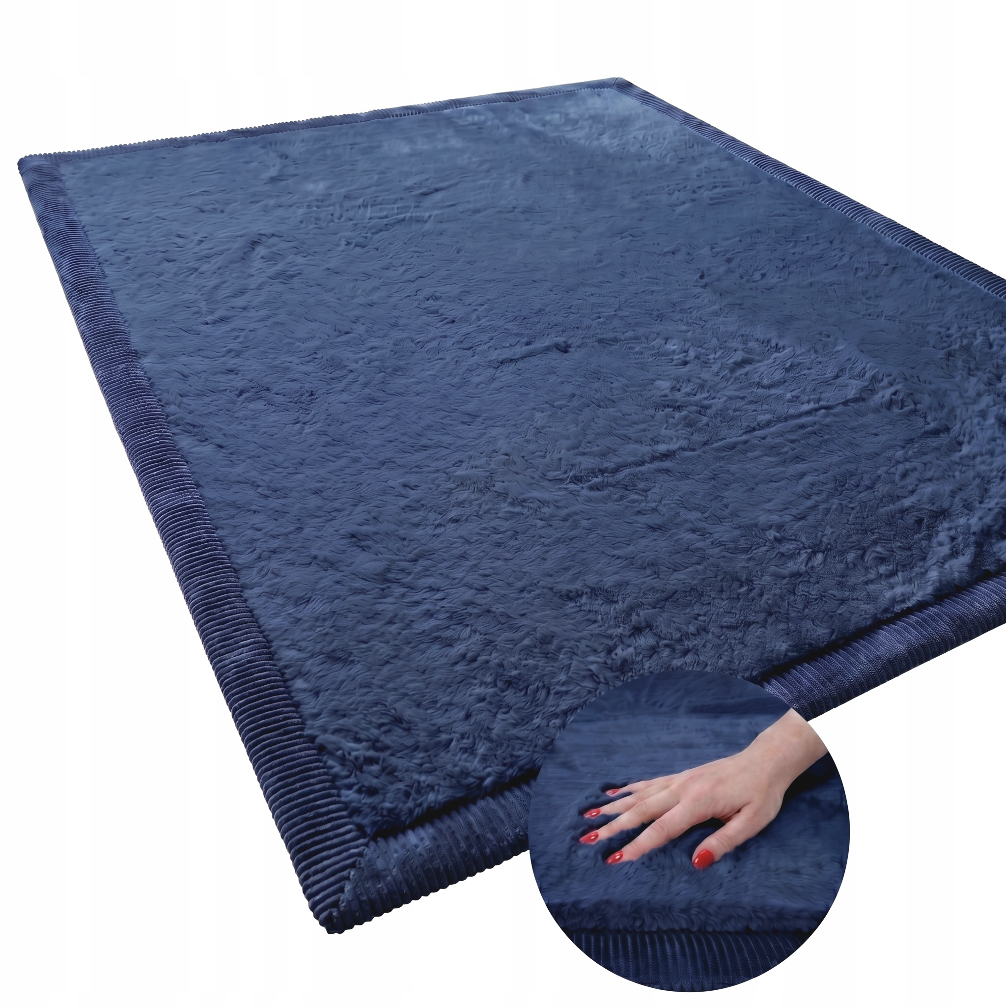 Vnútorný koberec Modrý Obdĺžnik Plyšový 120x160 Nadýchaný Hrubý 4 cm
