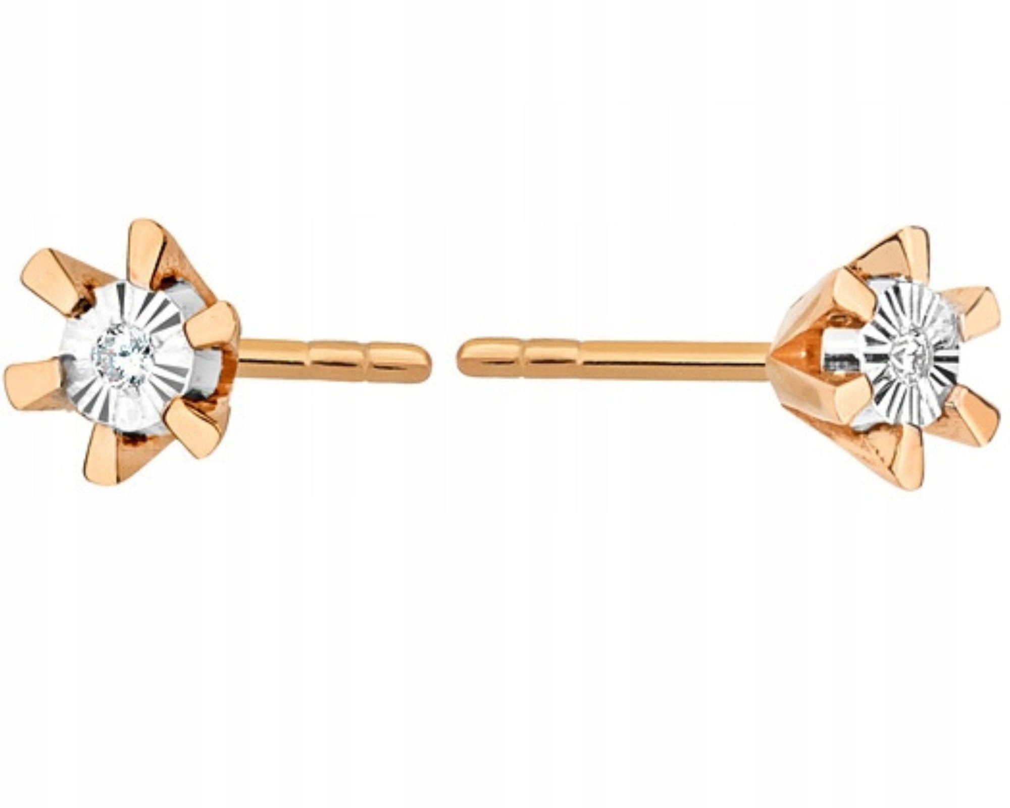 Růžové zlato náušnice s briliantovými šrouby 585