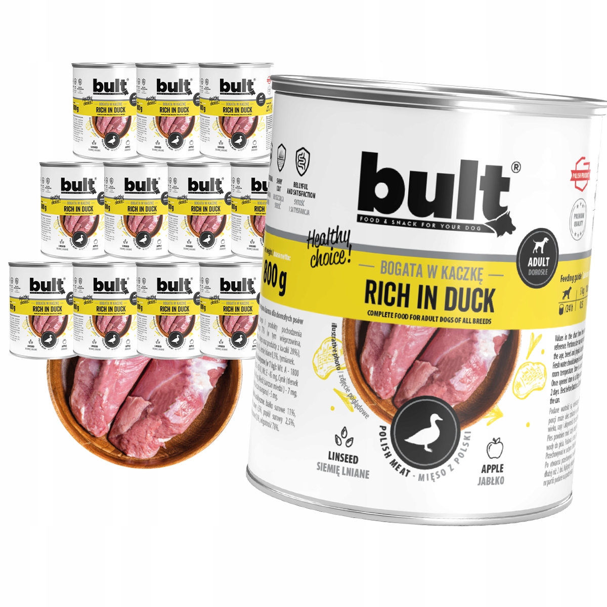 Levně Vlhké Krmivo Pro Psa Bult Plechovka Bohatá Na Kachnu Set 12x800G