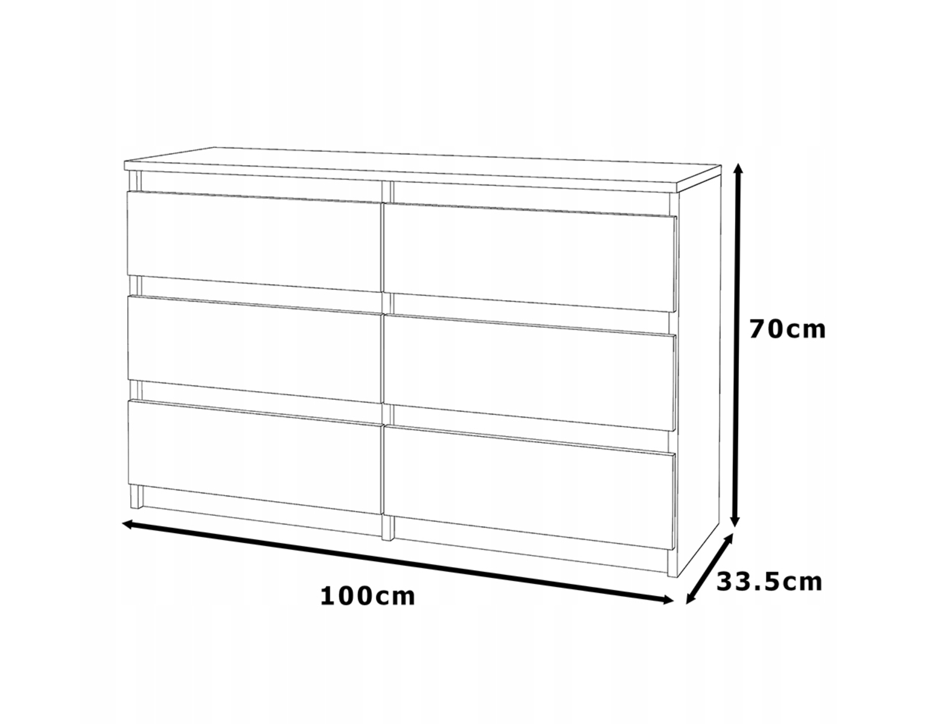 Komoda Biała Czarna Połysk z 6 Szufladami 100 CM Szafka Rtv Meble Do Salonu Kolekcja HIT