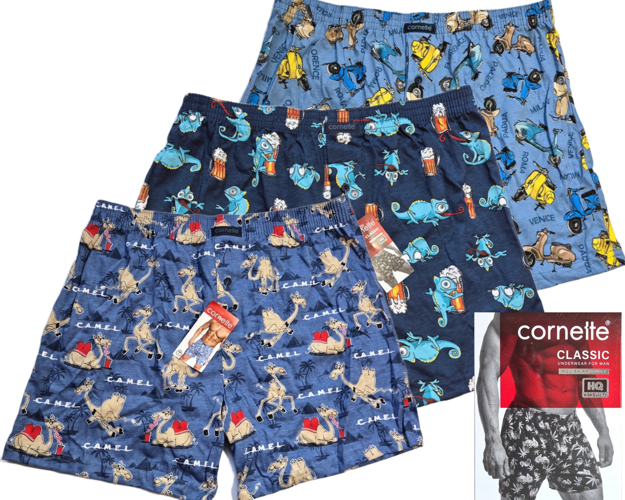 Boxerky Slipy Volné Bavlněné Cornette Classic vel XXL 3-balení.