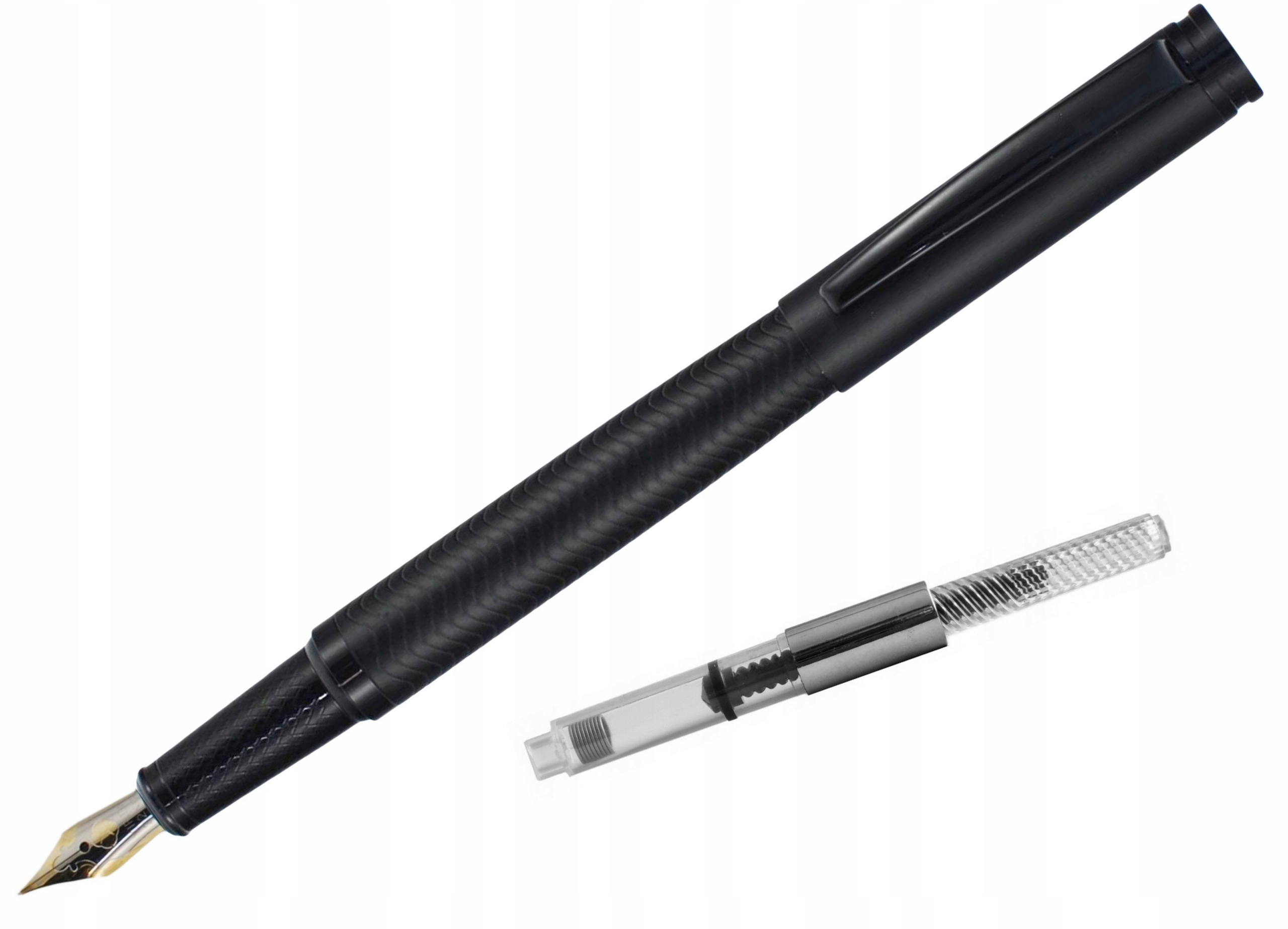 PIÓRO WIECZNE METAL ALBION BLACK + TŁOCZEK