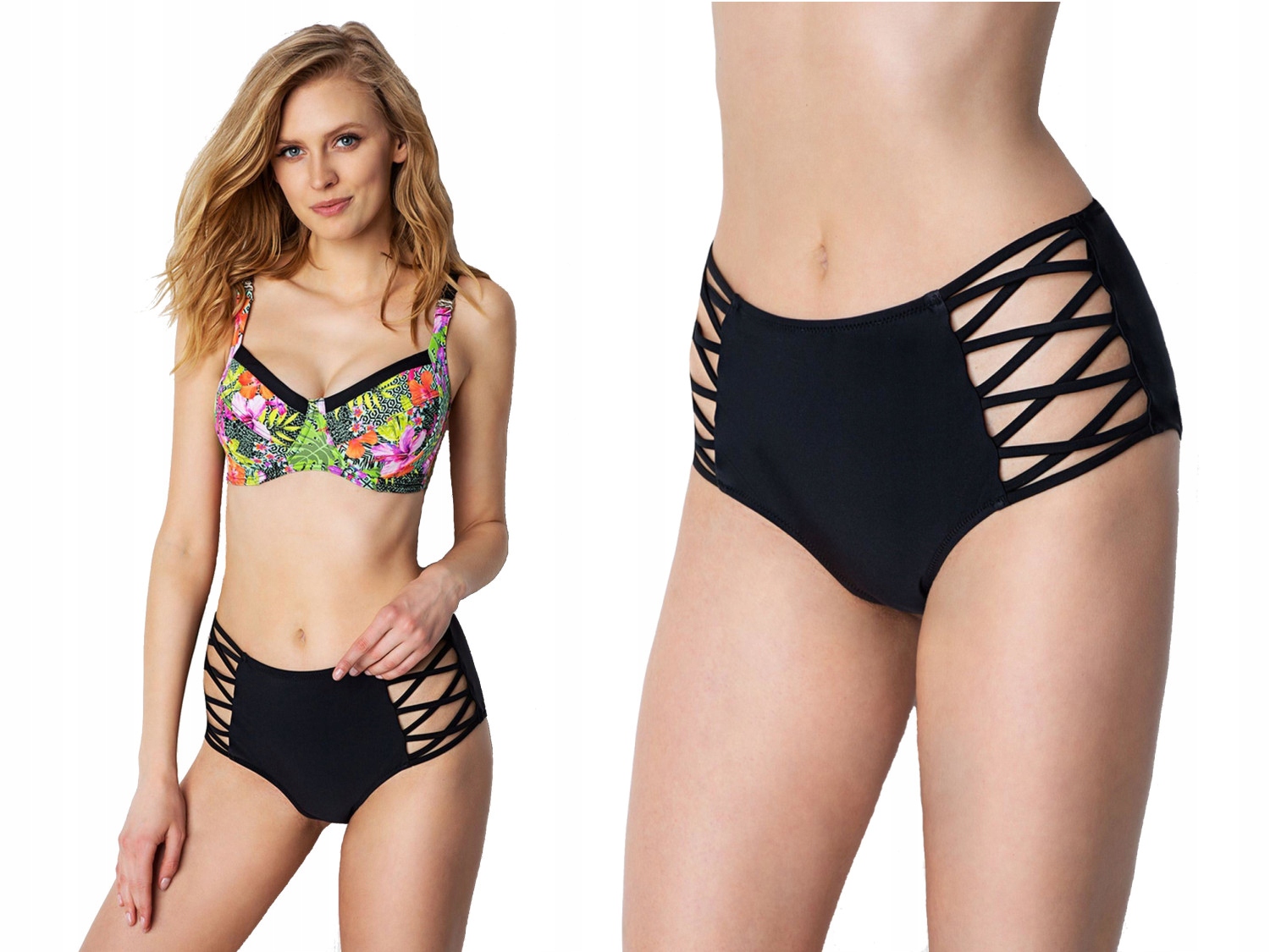 Černé plavkové kalhotky s proužky Yvett Marilyn