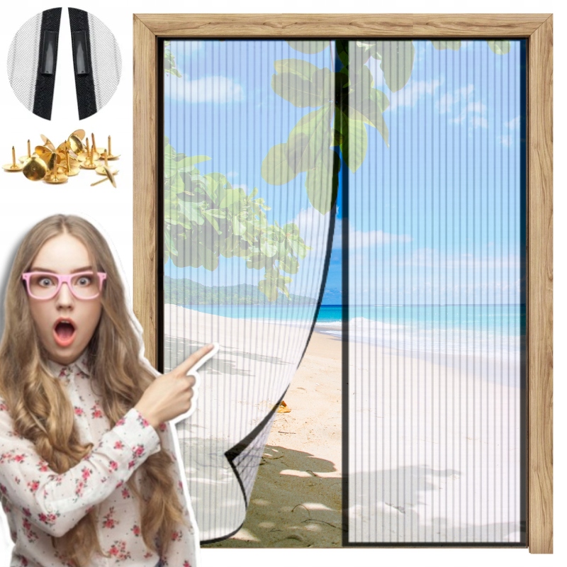 MOSKITIERA NA DRZWI OKNO BALKONOWE BALKON Z MAGNESAMI 210X100 MAGNETYCZNA