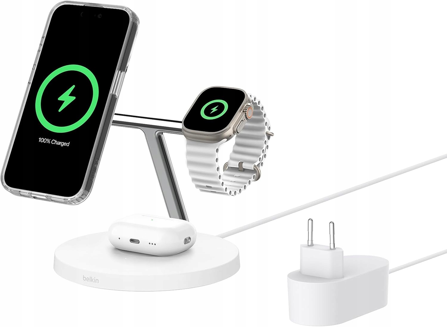 Bezdrátová Nabíjecí Stanice 3V1 QI2 Magnetická 15W