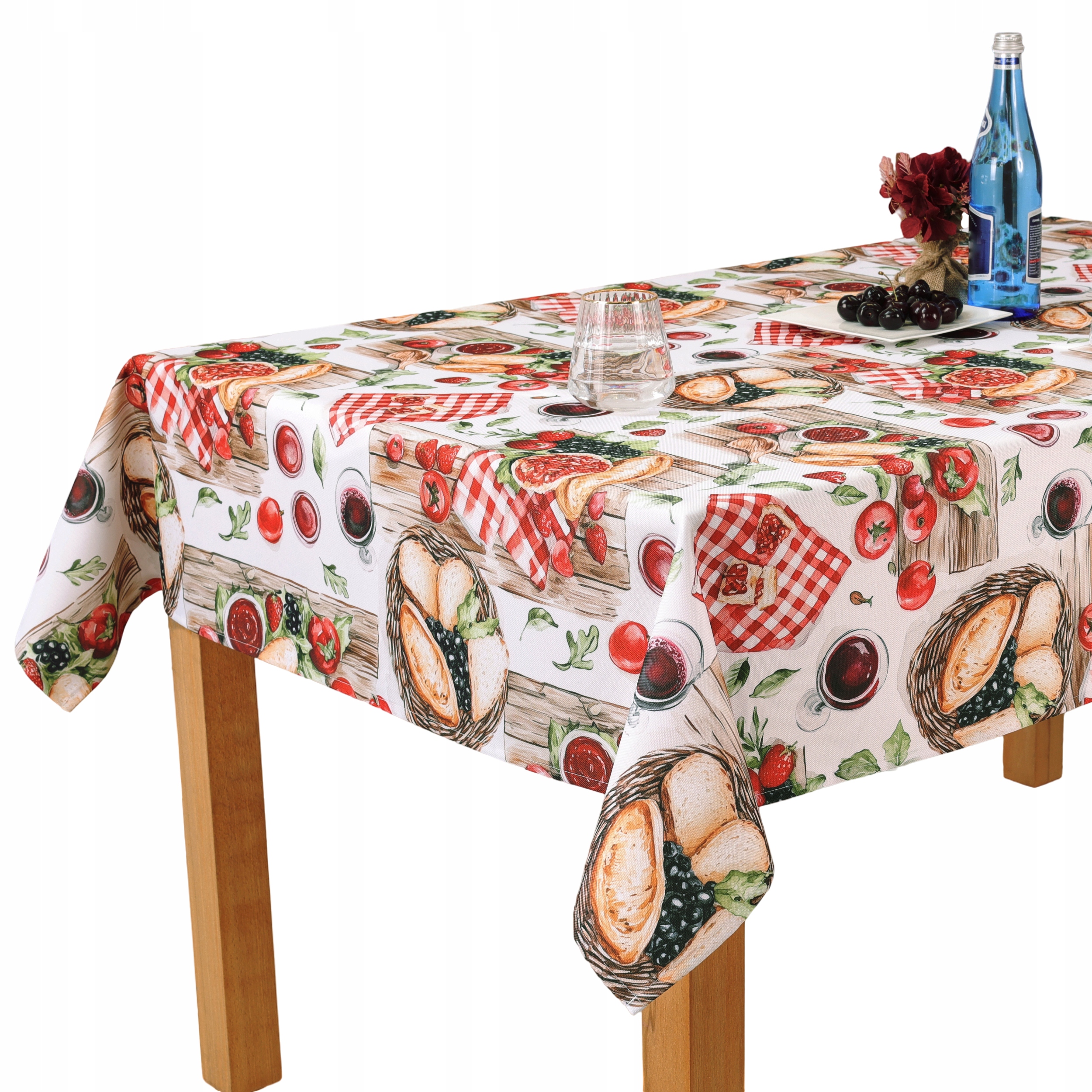 Ubrus odolný proti skvrnám s potiskem v italském stylu – chutě Toskánska – 110 x 190 cm