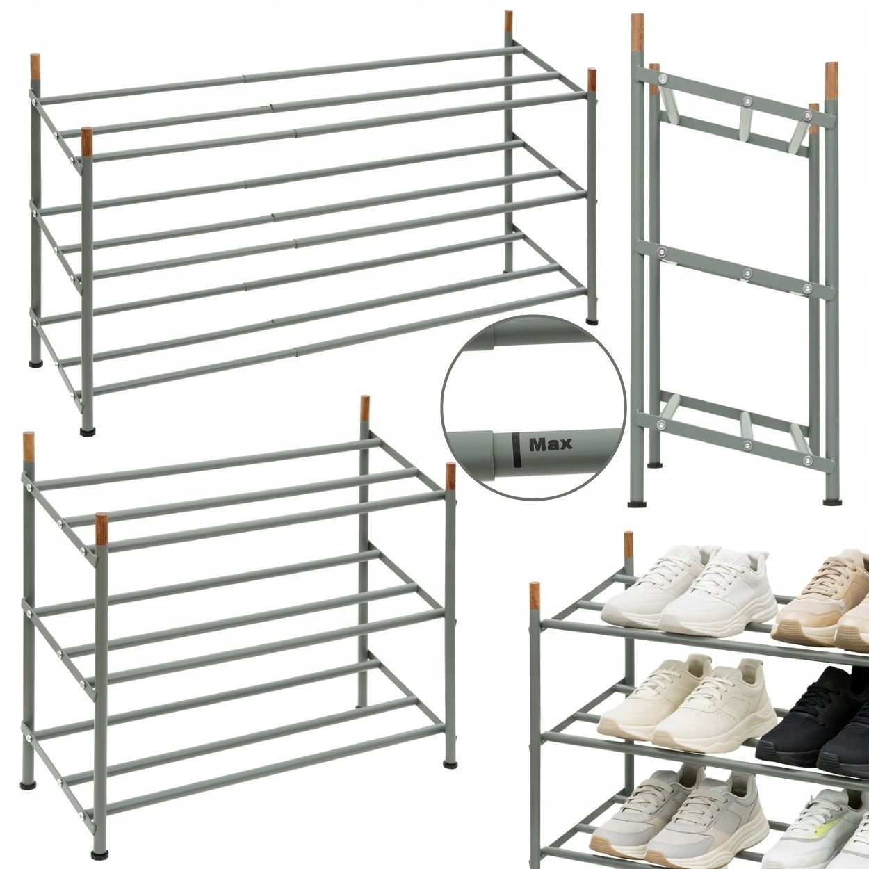 Rozkládací Polička Na Boty nastavitelná šířka Stojan Volně Stojící Skříňka