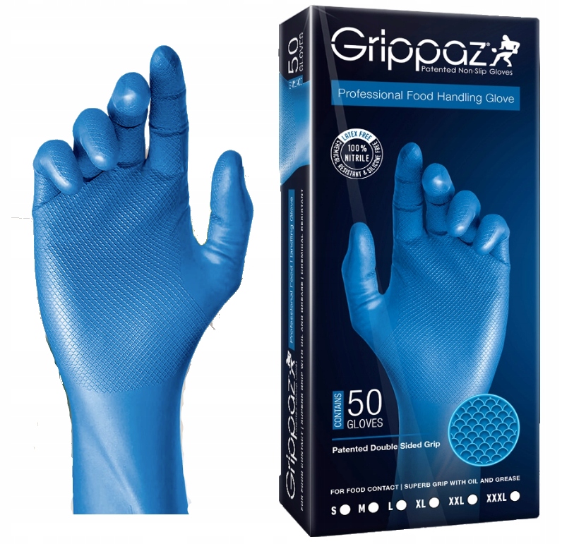 Grippaz Blue Rękawiczki nitrylowe długi mankiet 300mm L 50 szt.