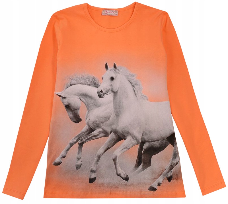 BLUZKA TUNIKA BAWEŁNA DWA BIAŁE konie 140 H206T