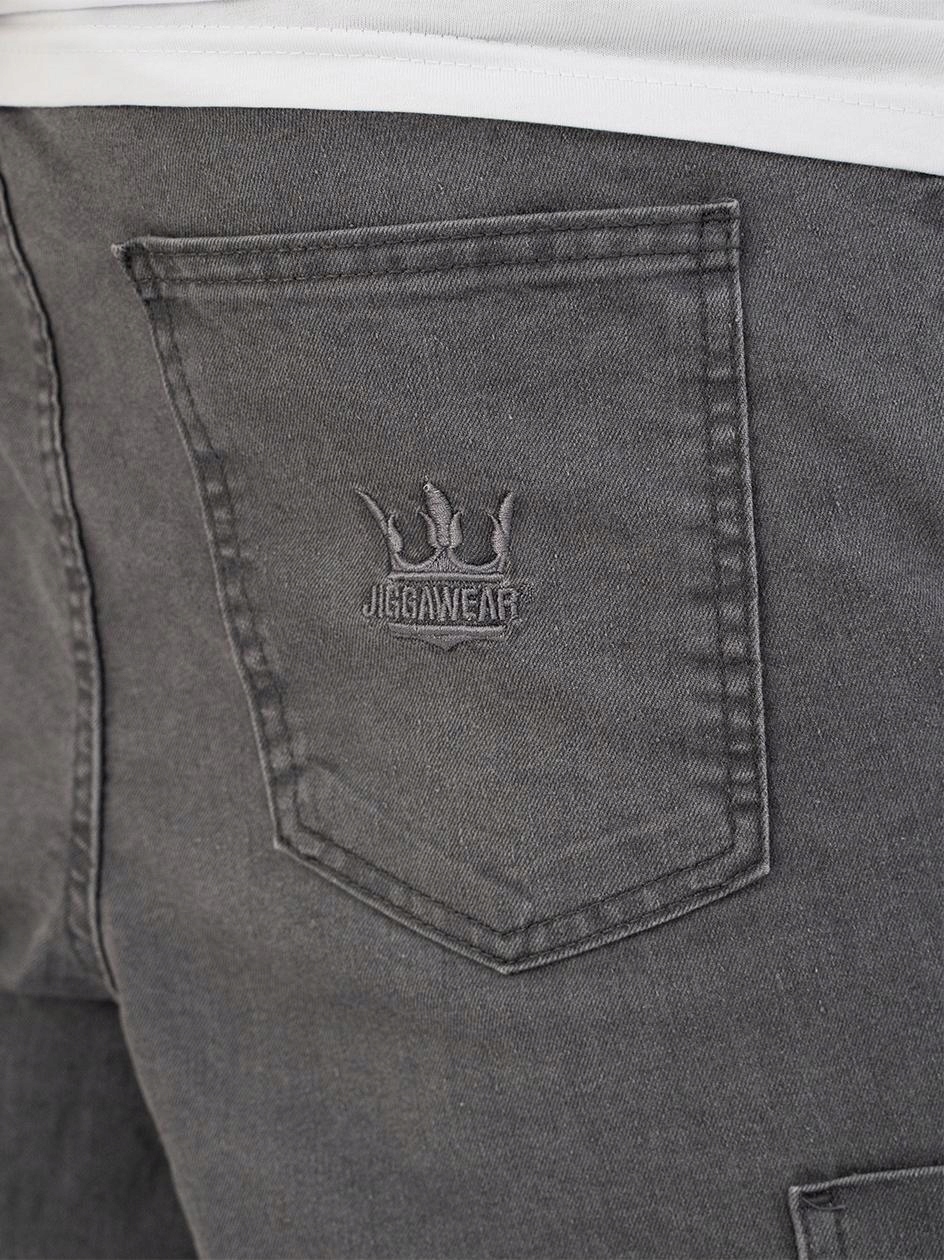 SPODNIE MĘSKIE Materiałowe BAGGY Bojówki SZEROKIE MODNE Szare Jigga Wear XL Marka Jigga Wear