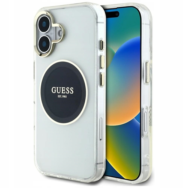 Guess IML Metal Colored Circle Classic Logo MagSafe Pouzdro pro iPhone 16 (část)