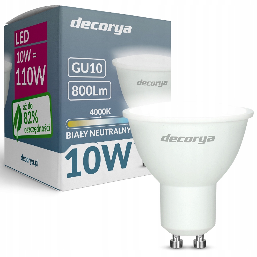 

Żarówka Led GU10 Decorya 10W 4000K Biała Neutralna