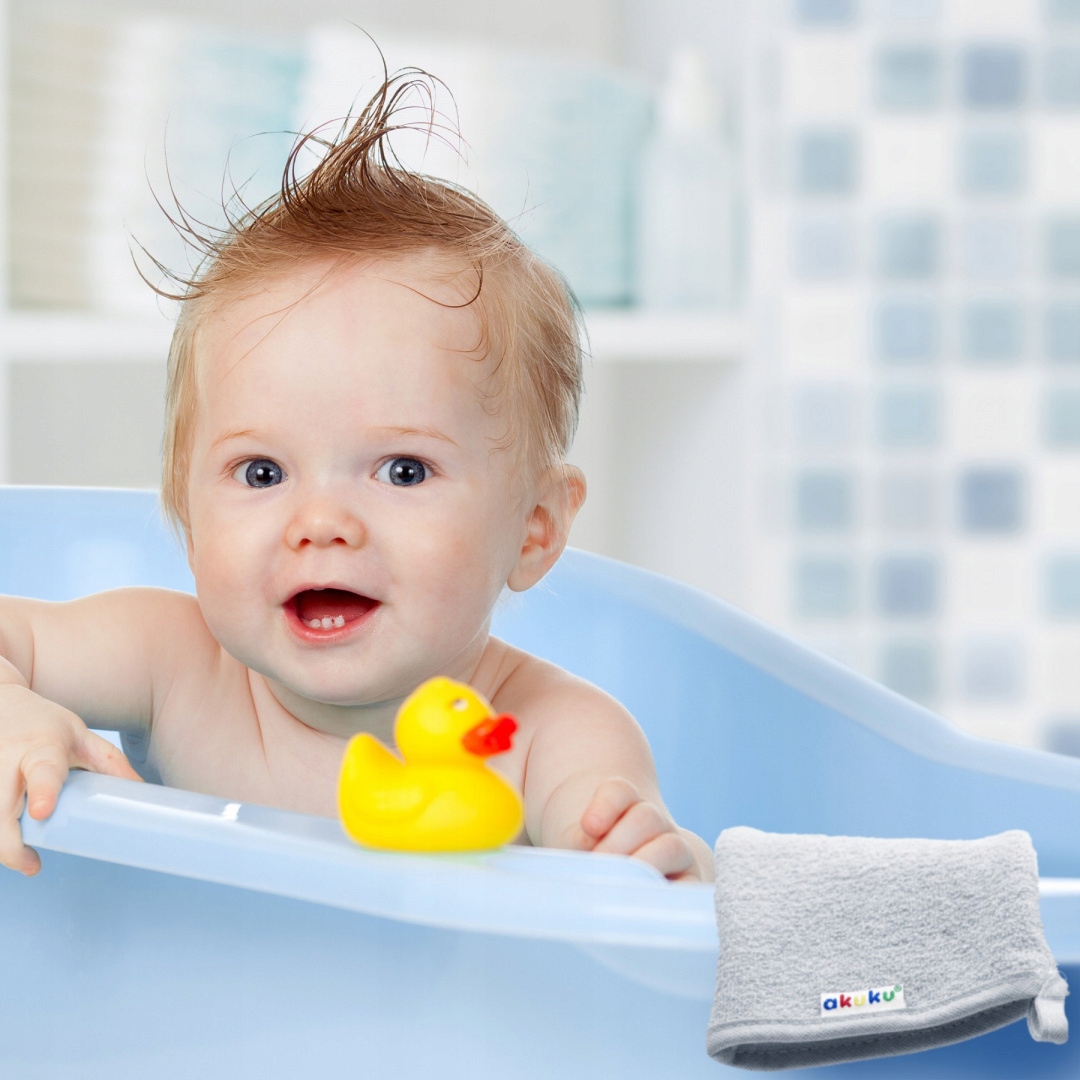 Myjka Akuku Rękawica frotte do mycia niemowląt bawełna 18 x 9,5 cm szara Kod producenta A1128