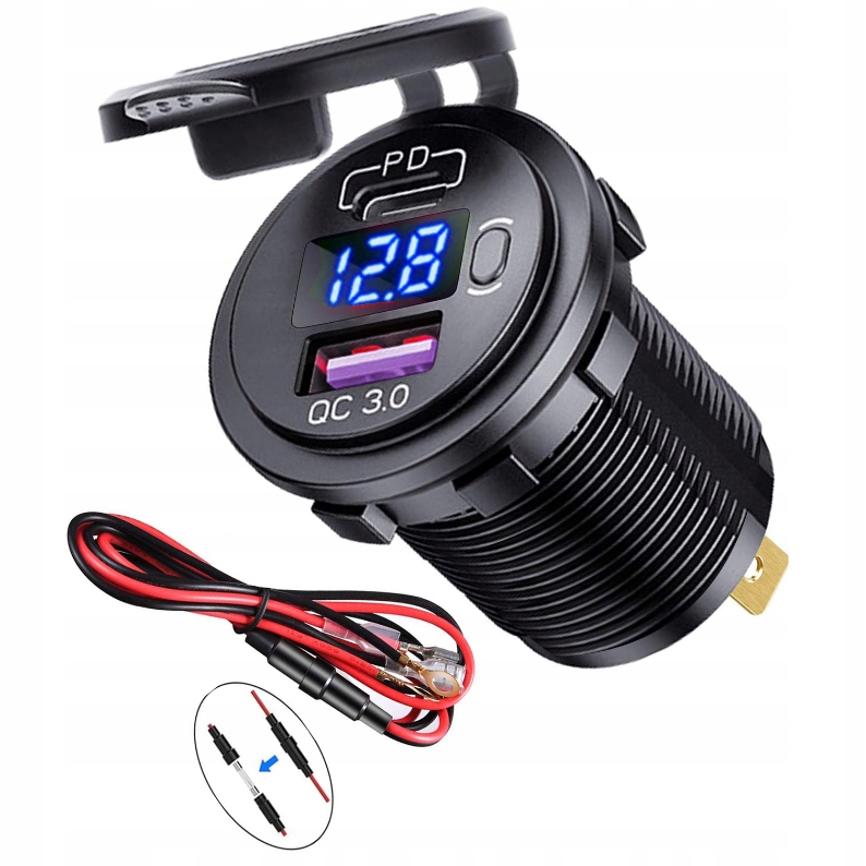 Купить ЗАРЯДКА МОТО ВОЛЬТМЕТР QC PD 3.0 по Номеру