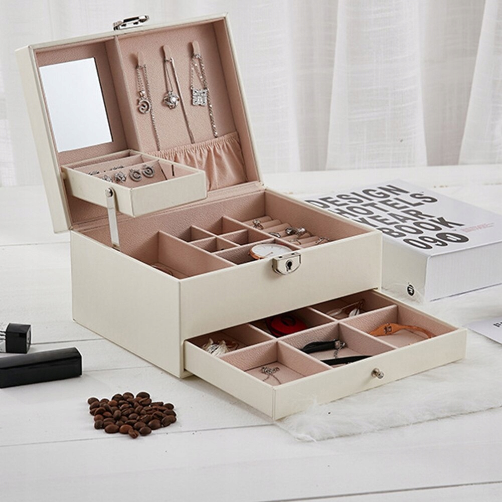 SZKATUŁKA KUFEREK BIŻUTERIĘ ETUI ORGANIZER KLUCZYK Materiał skóra ekologiczna