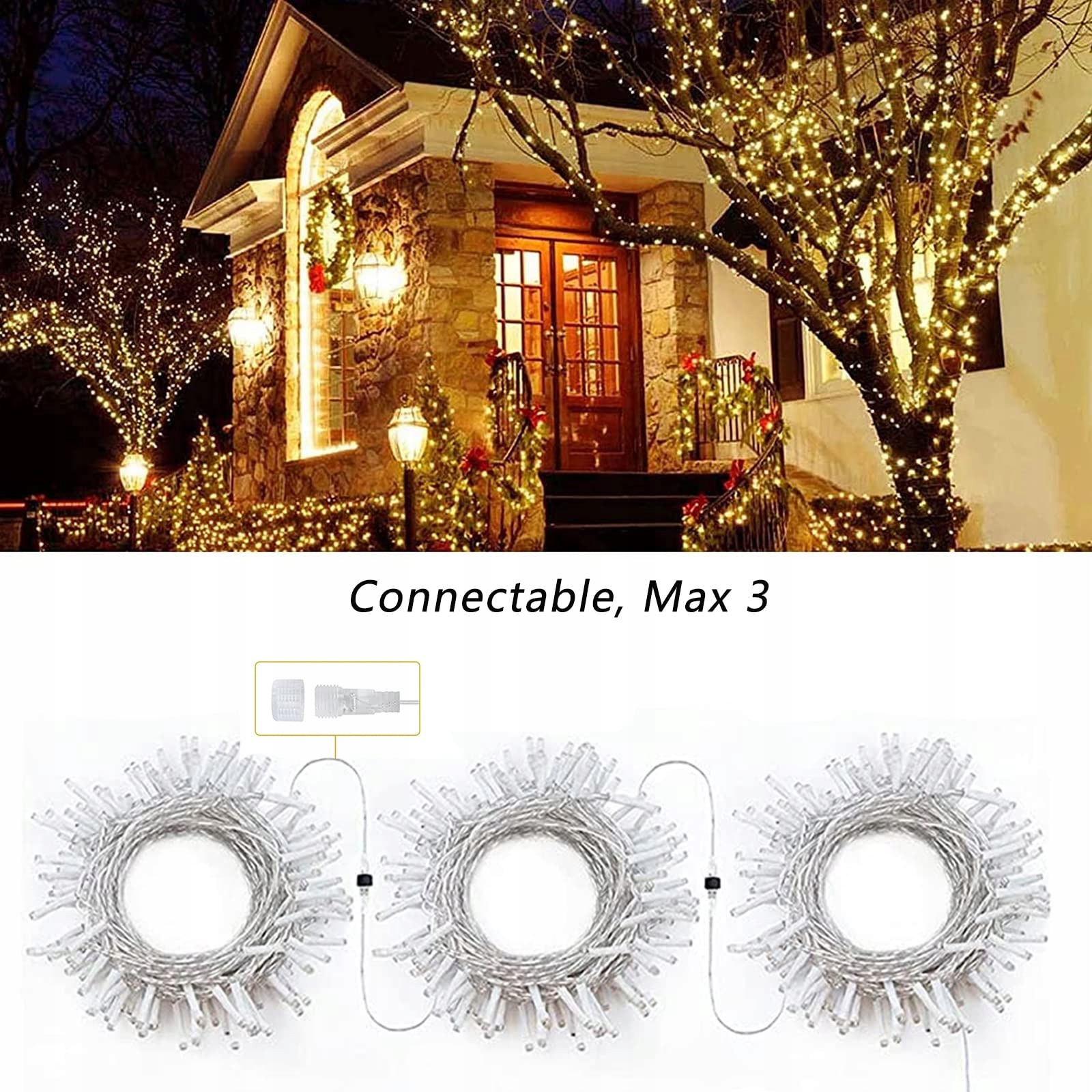 NEXVIN Grilanda Lampki Świąteczne Zewnętrzne Wodoodporne 20M 200 LED — miniatura 3