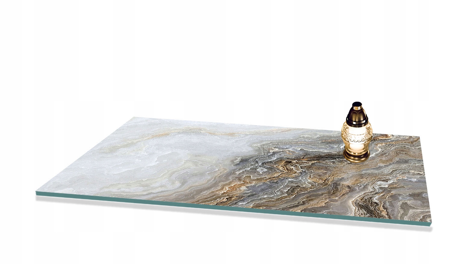 Podstawka pod ZNICZE Szyba HARTOWANA na Cmentarz wzór MARMUR 80x52cm